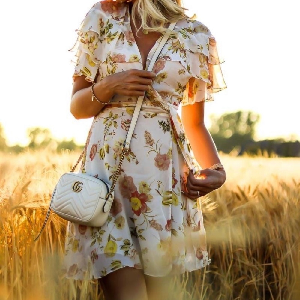 Zara Cottagecore Floral Fluttery Mini Wrap Dress